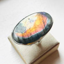 Load image into Gallery viewer, Labradorite Extra Large Oval Statement Ring - US 6.5
