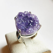 Load image into Gallery viewer, Amethyst Rough Large Statement Four-Prong-Set Ring - US 7
