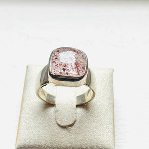 Strawberry Hematoid Medium Square Ring - US 9.5