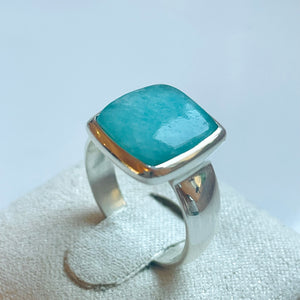 Amazonite Small Square Ring - US 5.5