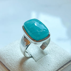 Amazonite Small Rectangle Ring - US 5.5