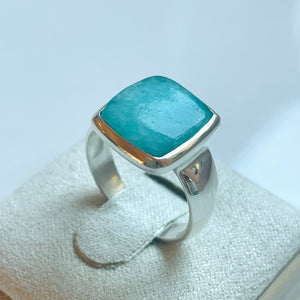 Amazonite Small Square Ring - US 5.5