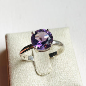 Amethyst Small Round Cut Four-Prong-Set Ring #1 - US 9