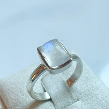 Load image into Gallery viewer, Rainbow Moonstone Small Rectangle Ring - US 8
