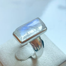 Load image into Gallery viewer, Rainbow Moonstone Medium Rectangle Ring - US 8
