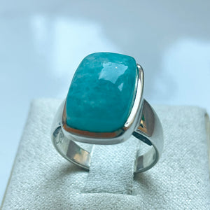 Amazonite Small Rectangle Ring - US 5.5