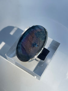 Labradorite Extra Large Oval Statement Ring - US 6.5