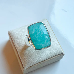 Amazonite Medium Rectangle Ring - US 9