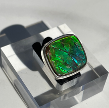 Load image into Gallery viewer, Ammolite Square Ring - US 6.5
