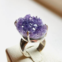 Load image into Gallery viewer, Amethyst Rough Large Statement Four-Prong-Set Ring - US 7
