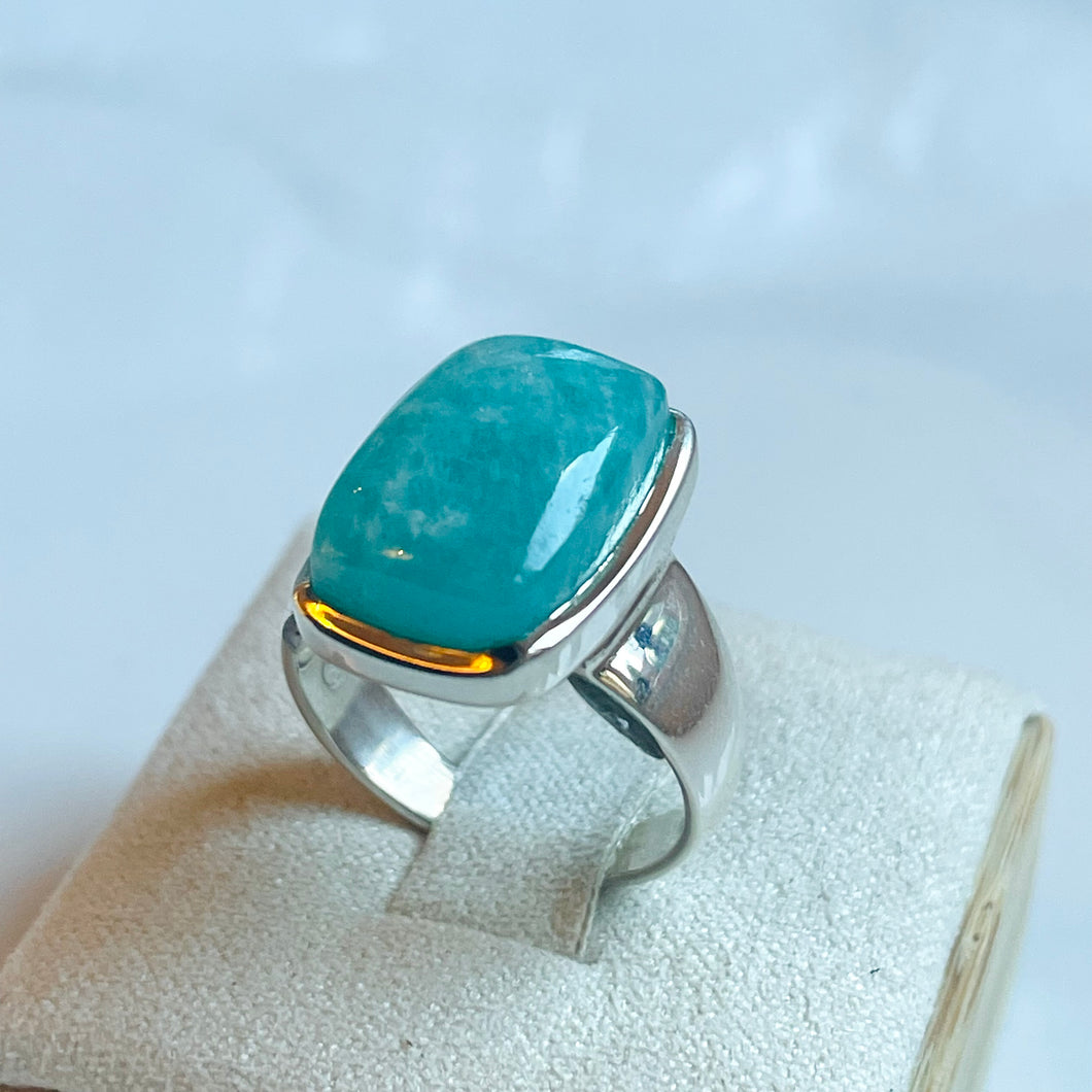 Amazonite Small Rectangle Ring - US 5.5