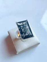 Load image into Gallery viewer, Tourmalinated Quartz Medium Rectangle Cut Four-Prong-Set Ring - US 9
