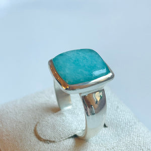 Amazonite Small Square Ring - US 5.5