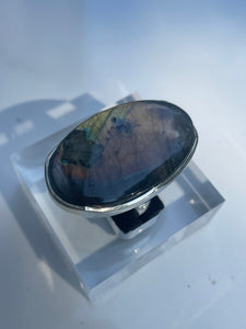 Labradorite Extra Large Oval Statement Ring - US 6.5