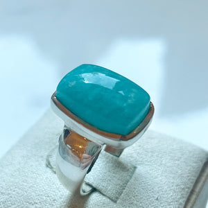 Amazonite Small Rectangle Ring - US 5.5