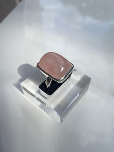 Rose Quartz Statement Ring - US 9.5