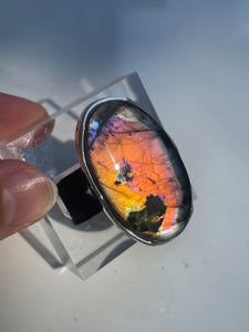 Labradorite Extra Large Oval Statement Ring - US 6.5