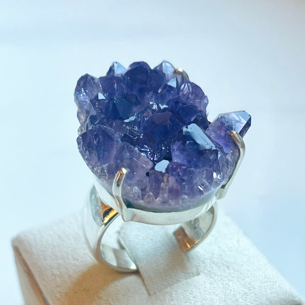 Amethyst Rough Large Four-Prong-Set Ring - US 8