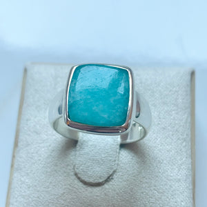 Amazonite Small Square Ring - US 5.5