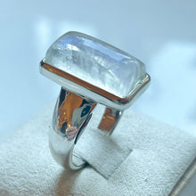 Load image into Gallery viewer, Rainbow Moonstone Medium Rectangle Ring - US 8
