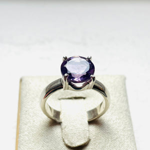 Amethyst Small Round Cut Four-Prong-Set Ring #2 - US 7