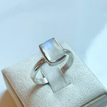 Load image into Gallery viewer, Rainbow Moonstone Small Rectangle Ring - US 8
