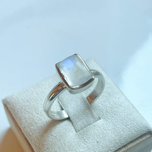 Rainbow Moonstone Small Rectangle Ring - US 8