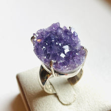 Load image into Gallery viewer, Amethyst Rough Large Statement Four-Prong-Set Ring - US 7
