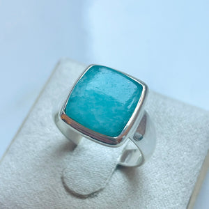 Amazonite Small Square Ring - US 5.5