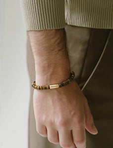 Steel & Barnett - Two Tone Disc Men’s Bracelet Tigers Eye