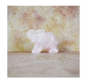 Hand Carved Elephant - Rose Quartz