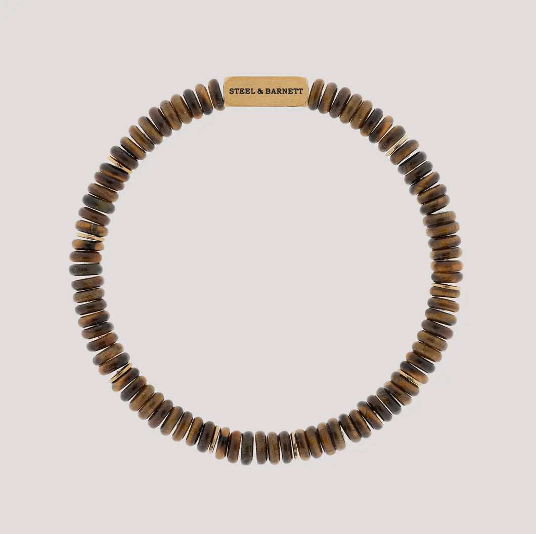 Steel & Barnett - Two Tone Disc Men’s Bracelet Tigers Eye