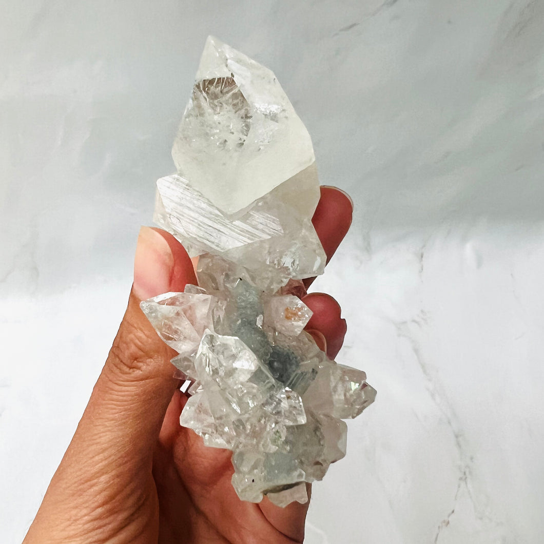 Apophyllite & Chalcedony Cluster Points