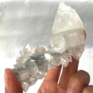 Apophyllite & Chalcedony Cluster Points